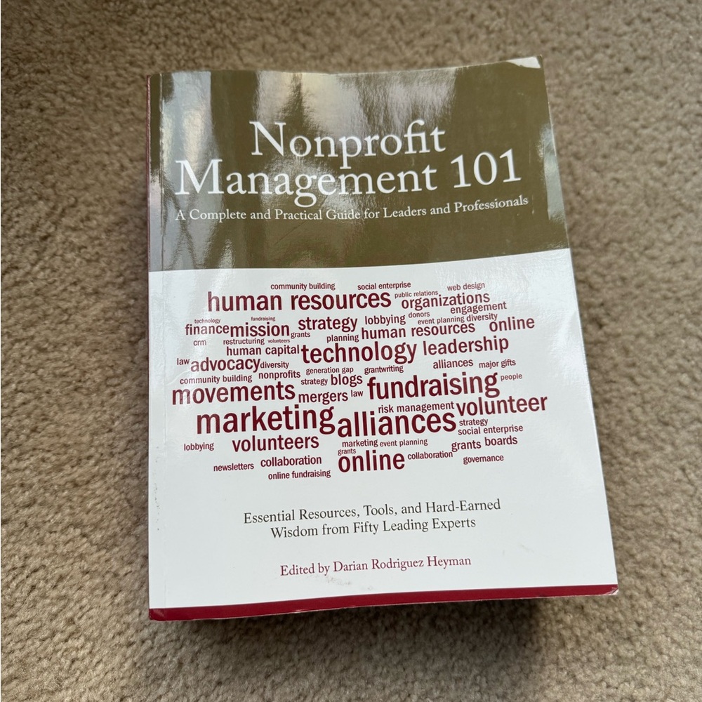 Nonprofit Management 101 Paperback Book - White & Olive Cover